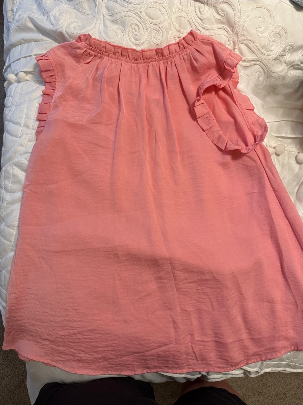 Girls' Coral Pink Ruffle Sleeve Top